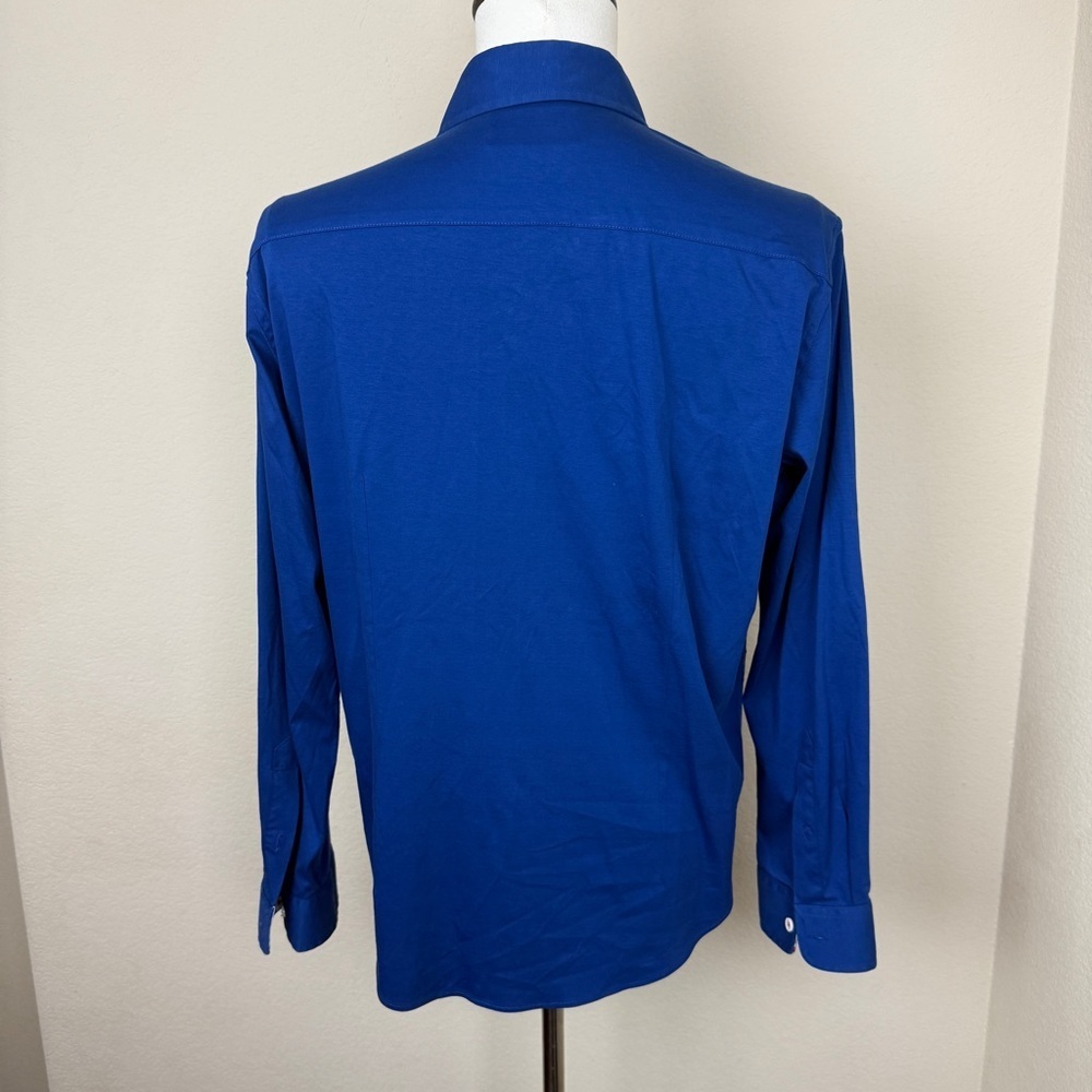 Buttercloth Shirt Mens Large Blue Button Up Long Sleeve Regular Flip Cuff - Picture 5 of 8